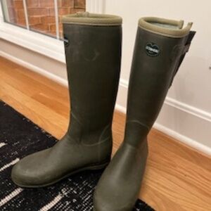 LE CHAMEAU JERSEY LINED WELLINGTON BOOTS (size 41) NWOT